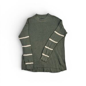American Eagle Outfitters Green Sweater with Cream Stripes